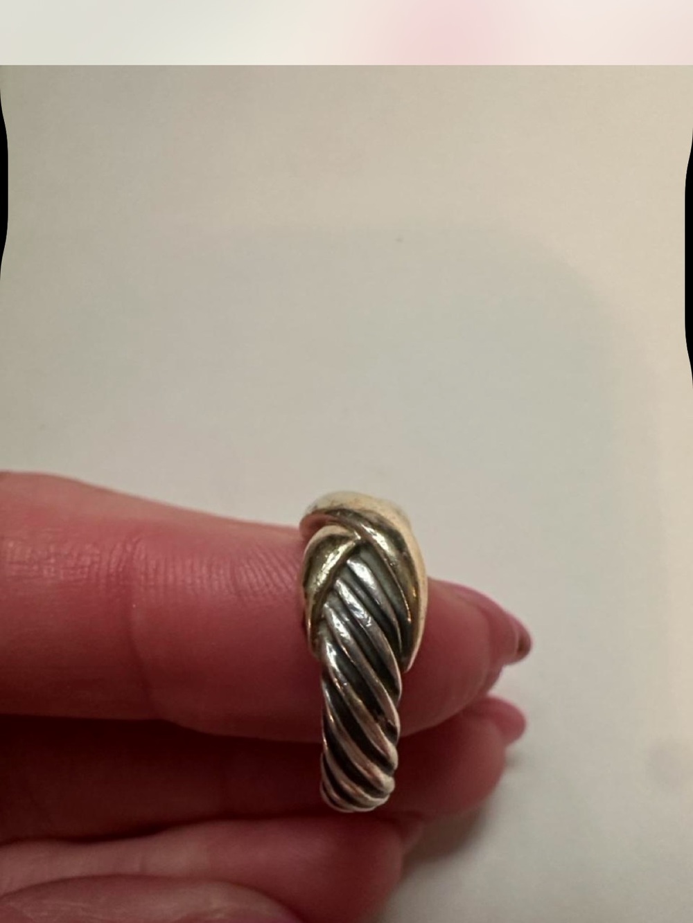 100% Authentic Rare David Yurman Two-Tone Twisted Cable Ring in Silver and Gold - Picture 11 of 16